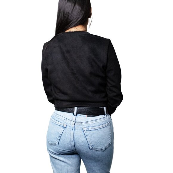 Black Suede Sweater with diamond fringe detail - Picture 5 of 5